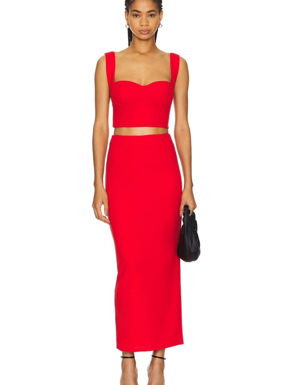 superdown Red High-Rise Maxi Skirt